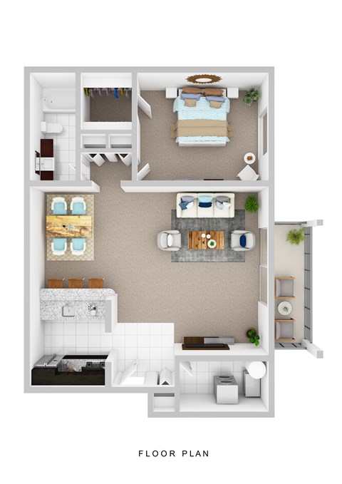 Floor plan for 1 bed, 1 bath, 790 sqft